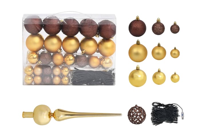 Julgranskulor 120 st med spira och 300 LED guld och brons - Guld/Brons - Inredning - Dekoration & inredningsdetaljer - Julpynt & juldekoration - Julgranspynt