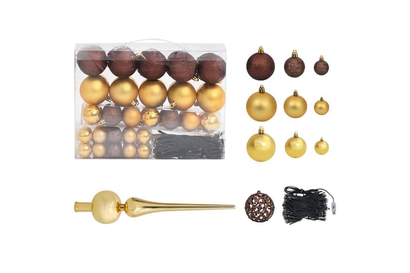 Julgranskulor med spira och 150 LED 61 delar guld och brons - Guld - Inredning - Dekoration & inredningsdetaljer - Julpynt & juldekoration - Julgranspynt