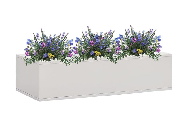 Blomlåda för kontor ljusgrå 90x40x23 cm stål - Grå - Utemöbler & utemiljö - Balkong & altan - Balkongodling - Blomlåda & balkonglåda
