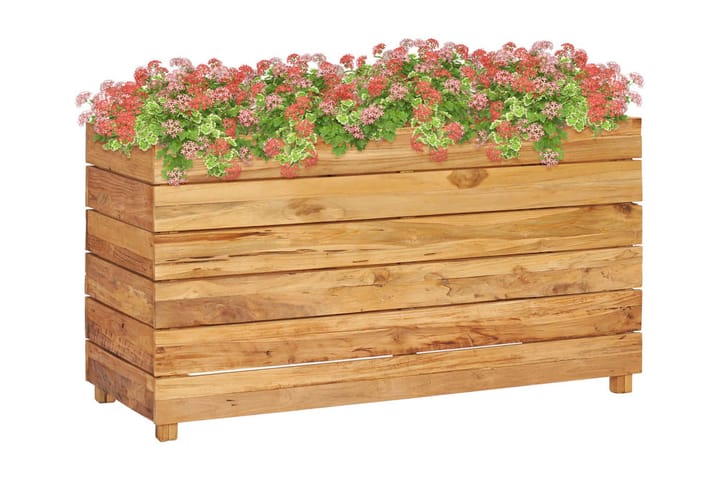 Blomlåda upphöjd 100x40x55 cm återvunnen teak och stål - Brun - Utemöbler & utemiljö - Balkong & altan - Balkongodling - Blomlåda & balkonglåda