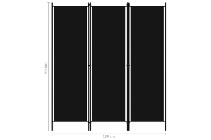 Rumsavdelare 3 paneler svart 150x180 cm - Svart - Inredning - Dekoration & inredningsdetaljer - Rumsavdelare