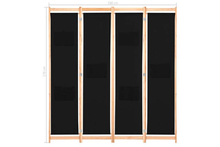 Rumsavdelare 4 paneler 160x170x4 cm svart tyg - Svart - Inredning - Dekoration & inredningsdetaljer - Rumsavdelare