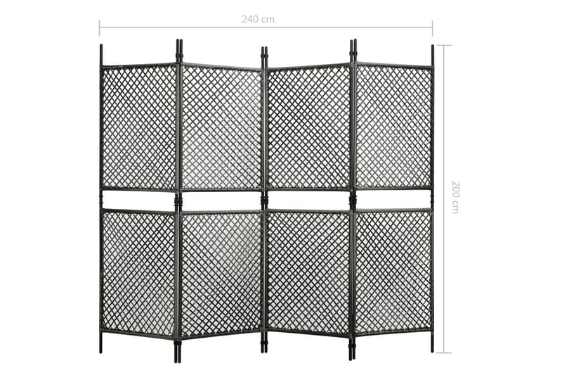 Rumsavdelare 4 paneler konstrotting antracit 240x200 cm - Antracit - Inredning - Dekoration & inredningsdetaljer - Rumsavdelare