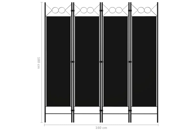 Rumsavdelare 4 paneler svart 160x180 cm - Svart - Inredning - Dekoration & inredningsdetaljer - Rumsavdelare
