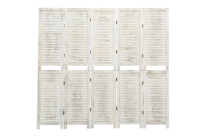 Rumsavdelare 5 paneler antikvit 178,5x166 cm massivt trä - Vit - Inredning - Dekoration & inredningsdetaljer - Rumsavdelare - Skärmvägg