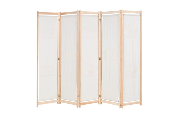 Rumsavdelare 5 paneler gräddvit 200x170x4 cm tyg - Kräm - Inredning - Dekoration & inredningsdetaljer - Rumsavdelare