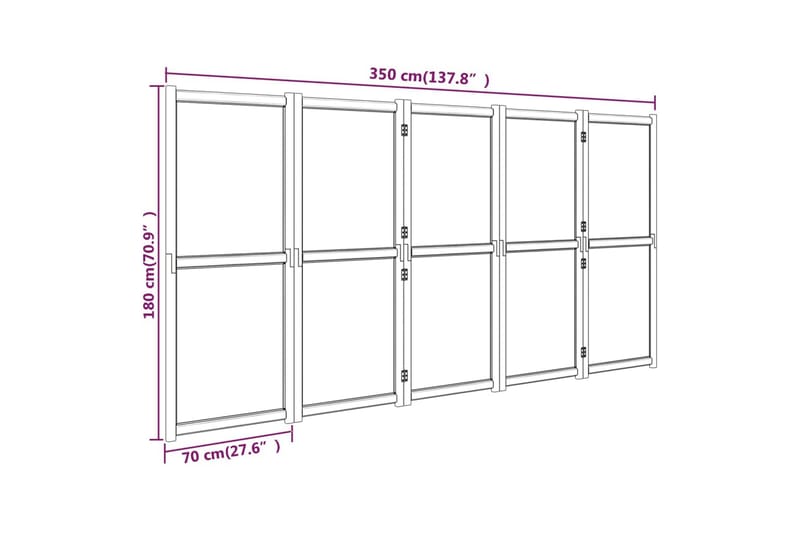 Rumsavdelare 5 paneler gräddvit 350x180 cm - Kräm - Inredning - Dekoration & inredningsdetaljer - Rumsavdelare