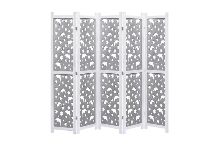 Rumsavdelare 5 paneler grå 175x165 cm massivt trä - Grå - Inredning - Dekoration & inredningsdetaljer - Rumsavdelare