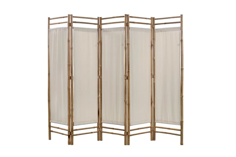 Rumsavdelare 5 paneler hopfällbar bambu och kanvas 200 cm - Vit - Inredning - Dekoration & inredningsdetaljer - Rumsavdelare