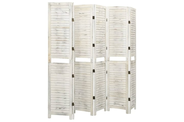 Rumsavdelare 6 paneler antikvit 215x166 cm massivt trä - Vit - Inredning - Dekoration & inredningsdetaljer - Rumsavdelare