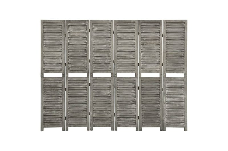 Rumsavdelare 6 paneler grå 214x166 cm massivt trä