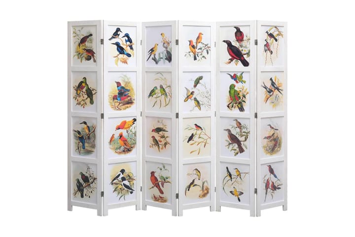 Rumsavdelare 6 paneler vit 210x165 cm fåglar - Vit - Inredning - Dekoration & inredningsdetaljer - Rumsavdelare