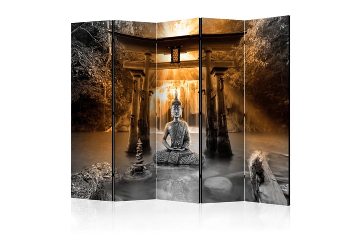 Rumsavdelare - Buddha Smile (Orange) II 225x172 - Artgeist sp. z o. o. - Inredning - Dekoration & inredningsdetaljer - Rumsavdelare