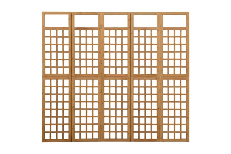 Rumsavdelare/Spaljé 5 paneler massiv gran 201,5x180 cm - Brun - Inredning - Dekoration & inredningsdetaljer