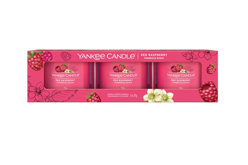 Doftljus Filled Votive Red Raspberry 3-pack - Yankee Candle - Inredning - Ljus & dofter - Rumsdoft & luftfräschare - Doftljus