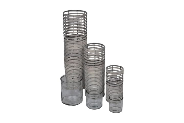 Handgjorda gråa ljushållare, snurrad design, set om 3 - Grå - Inredning - Ljus & dofter - Ljushållare & ljusfat
