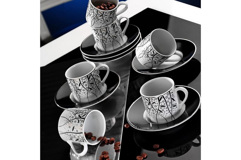 Kaffekoppset Kütahya 12 Delar - Porslin/Svart - Inredning - Husgeråd & kökstillbehör - Porslin