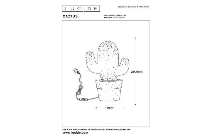 Bordslampa Cactus Rosa - Lucide - Inredning - Barnrum inredning - Lampa barnrum - Nattlampa barn