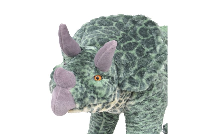 Stående leksaksdinosaurie triceratops plysch grön XXL - Grön - Inredning - Barnrum inredning - Dekoration barnrum