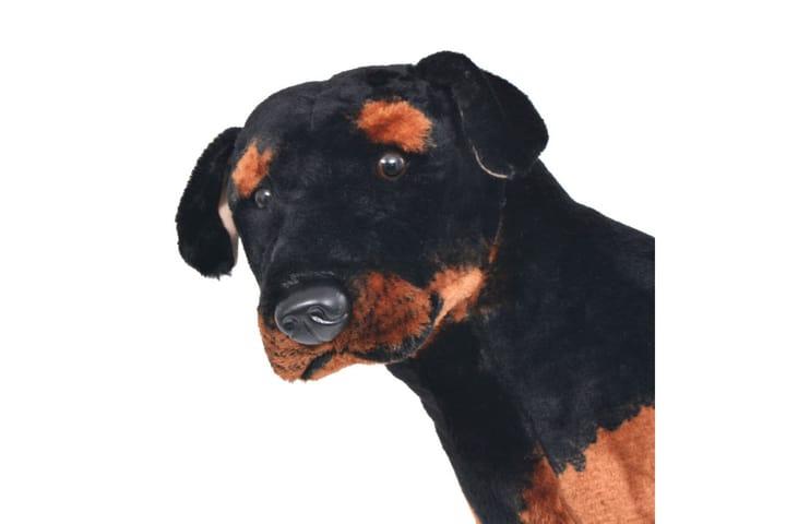 Stående leksakshund rottweiler plysch svart och brun XXL - Svart - Inredning - Barnrum inredning - Dekoration barnrum