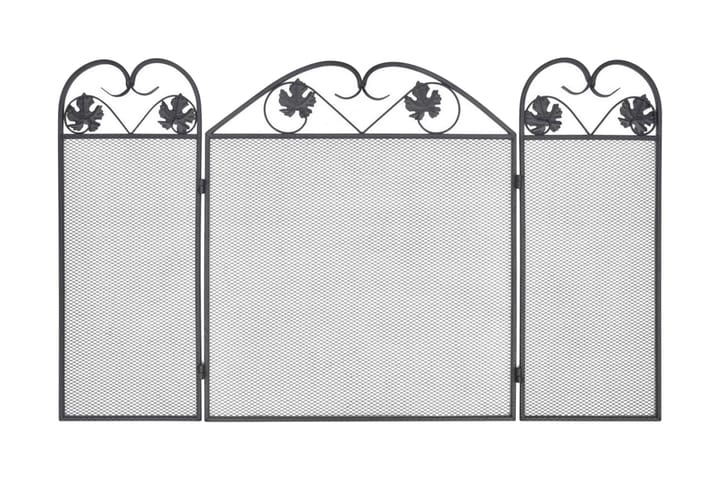 Gnistskydd med 3 paneler järn svart - Svart - Inredning - Kaminer - Tillbehör kaminer