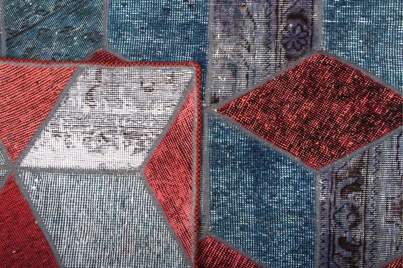 Handknuten Patchworkmatta Ull/Garn Flerfärgad 107x152cm - Flerfärgad - Inredning - Mattor - Handvävda mattor