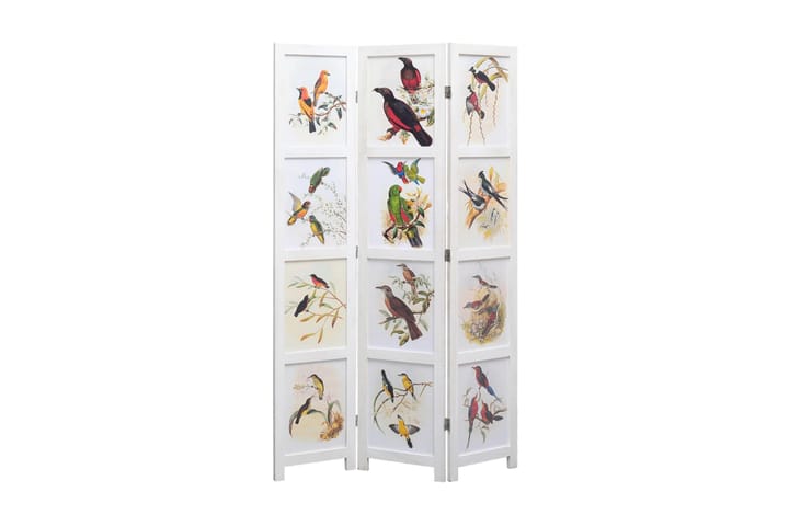 Rumsavdelare 3 paneler vit 105x165 cm fåglar - Vit - Inredning - Småmöbler - Rumsavdelare