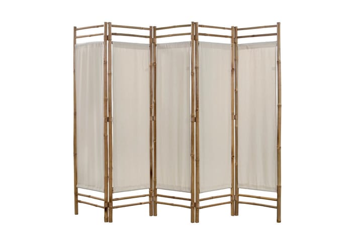 Rumsavdelare 5 paneler hopfällbar bambu och kanvas 200 cm - Kräm - Inredning - Småmöbler - Rumsavdelare