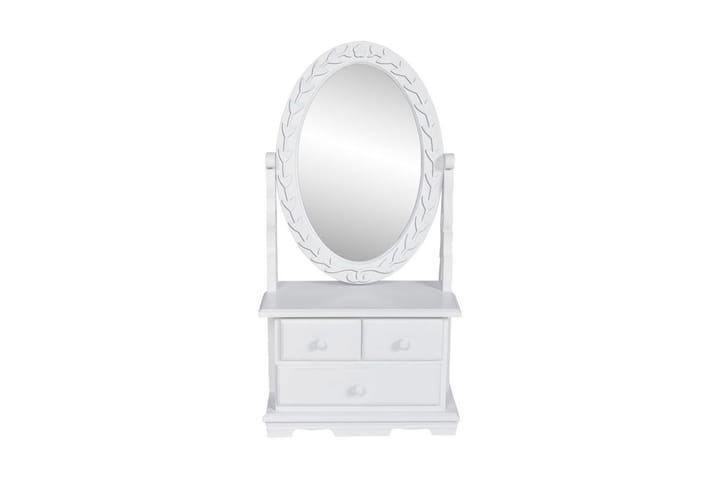 Bordsspegel med justerbar oval spegel MDF - Vit - Inredning - Spegel - Bordsspegel
