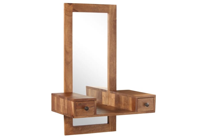 Sminkspegel med 2 lådor massivt sheshamträ - Brun - Inredning - Spegel - Sminkspegel