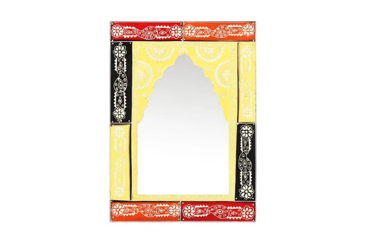 Handmålad spegel 40x55 cm massivt mangoträ - Flerfärgad - Inredning - Spegel - Hallspegel