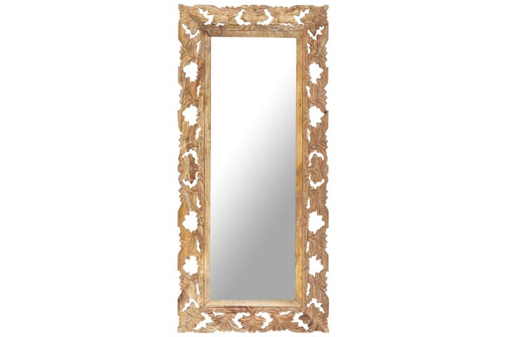 Handsnidad spegel brun 110x50 massivt mangoträ - Brun - Inredning - Spegel - Väggspegel