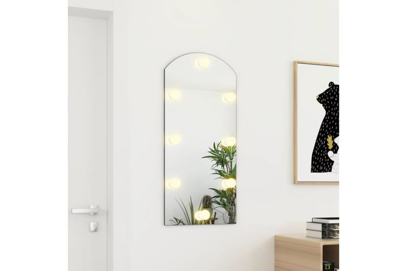 Spegel med LED-lampor 90x45 cm glas valvformad (335864+32608 - Silver - Inredning - Spegel - Väggspegel