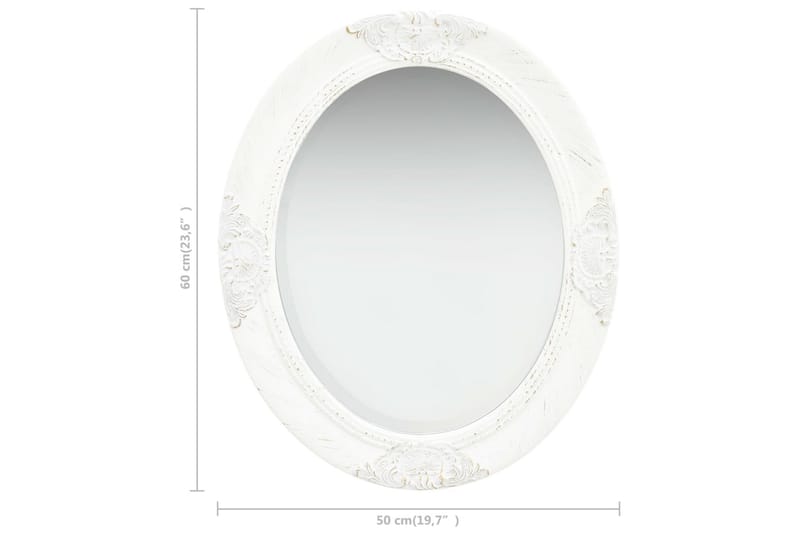 Väggspegel barockstil 50x60 cm vit - Vit - Inredning - Spegel - Väggspegel