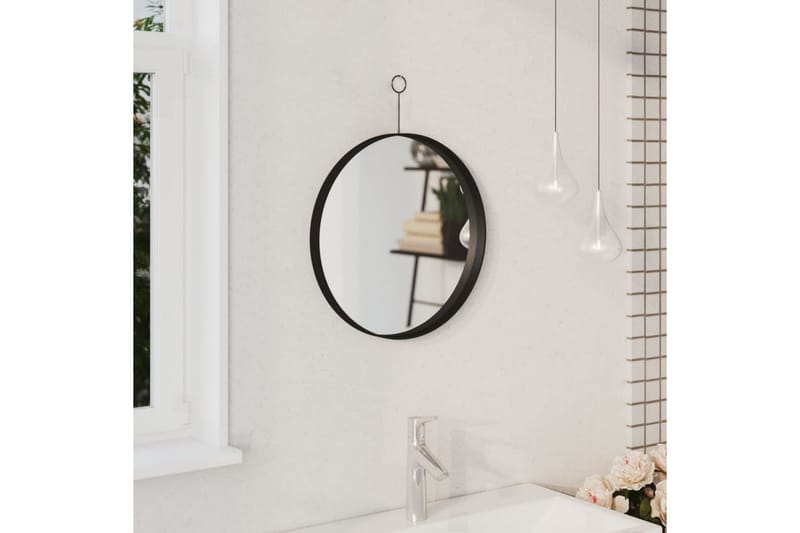 Väggspegel med krok svart 40 cm - Svart - Inredning - Spegel - Hallspegel
