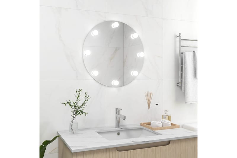 Väggspegel med LED-belysning rund - Silver - Inredning - Spegel - Hallspegel