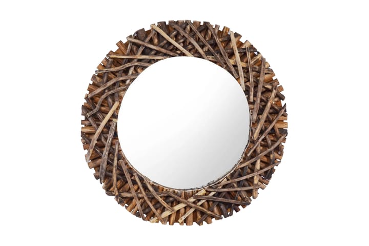 Väggspegel rund 60 cm teak - Brun - Inredning - Spegel - Väggspegel