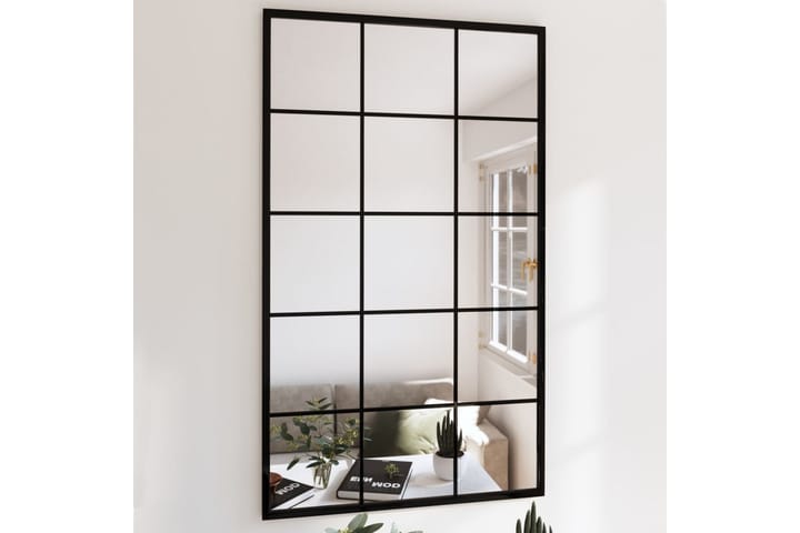 Väggspegel svart 100x60 cm metall - Svart - Inredning - Spegel - Hallspegel
