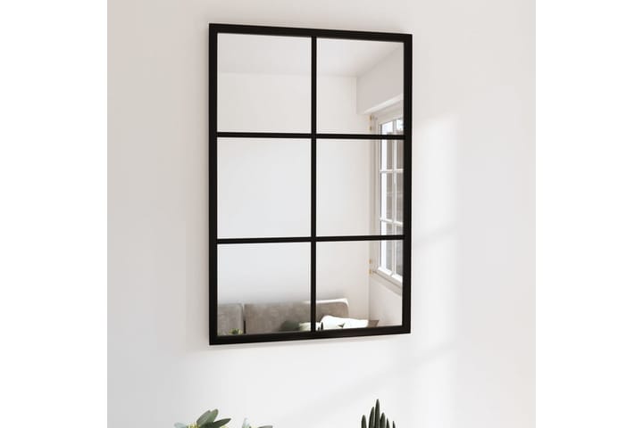 Väggspegel svart 60x40 cm metall - Svart - Inredning - Spegel - Hallspegel