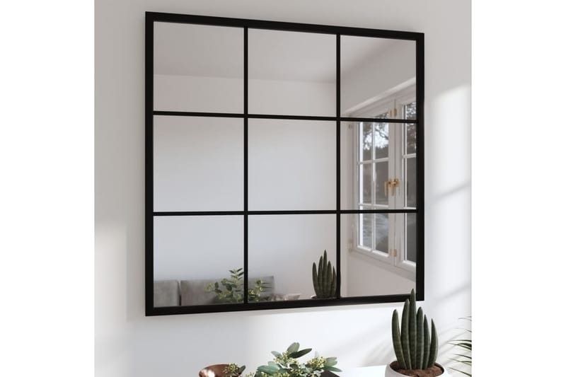 Väggspegel svart 60x60 cm metall - Svart - Inredning - Spegel - Hallspegel