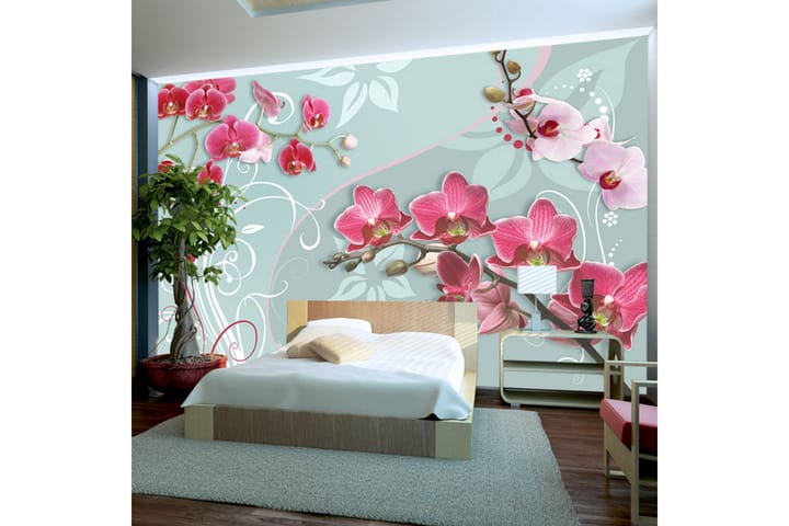 Fototapet Pink Orchids Variation II 300x210 - Artgeist sp. z o. o. - Inredning - Tapet - Fototapet