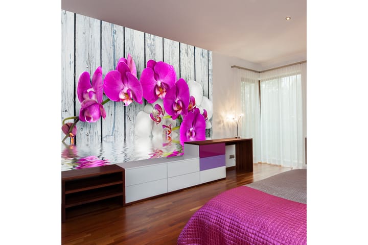 Fototapet Violet Orchids With Water Reflexion 300x231 - Artgeist sp. z o. o. - Inredning - Tapet - Fototapet