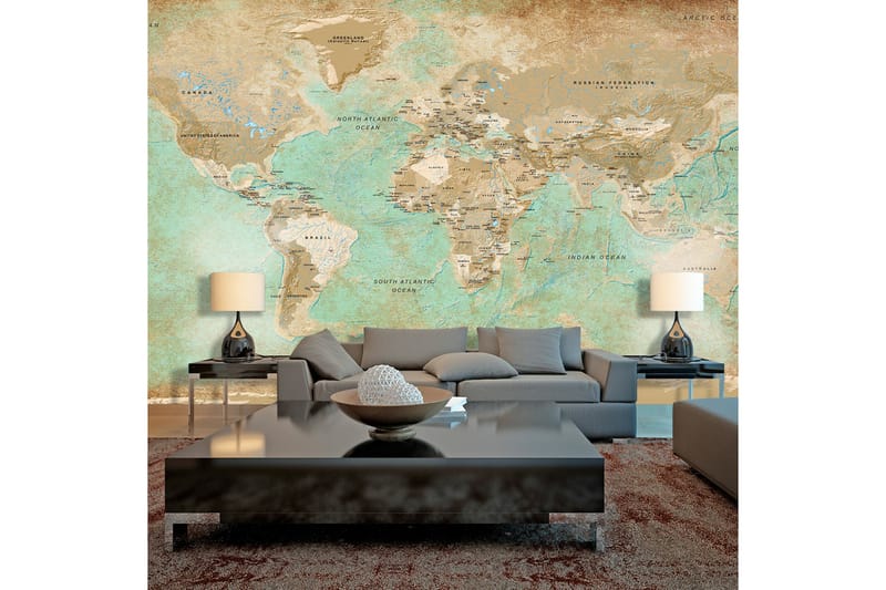 Fototapet XXL Turquoise World Map II 500x280 - Artgeist sp. z o. o. - Inredning - Tapet - Fototapet