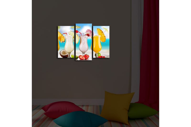 Canvasmålning Dekorativ LED-belysning 3 Delar - Flerfärgad - Inredning - Tavlor & posters - Canvastavla
