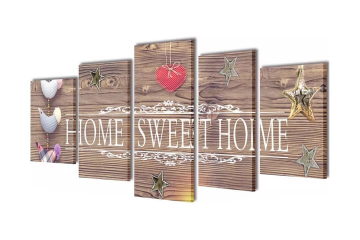Canvastavlor set om 5 Home Sweet Home 100x50 cm - Flerfärgad - Inredning - Tavlor & posters - Canvastavla