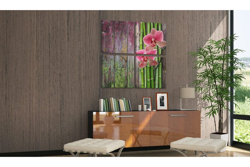Tavla Bambu och orkidé 90x90 - Artgeist sp. z o. o. - Inredning - Tavlor & posters - Canvastavla