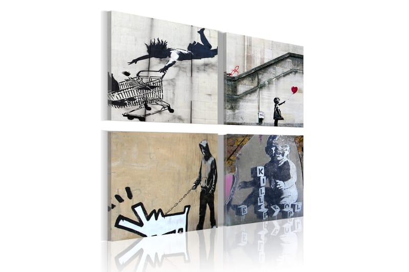 Tavla Banksy Fyra Orginal Idéer 40x40 - Artgeist sp. z o. o. - Inredning - Tavlor & posters - Canvastavla