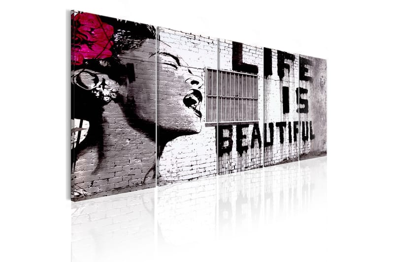 Tavla Banksy Life Is Beautiful 225x90 - Artgeist sp. z o. o. - Inredning - Tavlor & posters - Canvastavla