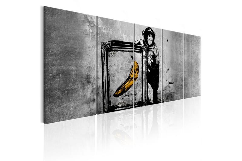 Tavla Banksy Monkey With Frame 225x90 - Artgeist sp. z o. o. - Inredning - Tavlor & posters - Canvastavla