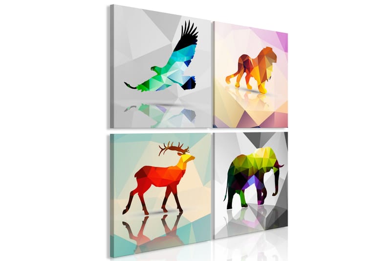 Tavla Colourful Animals 4 Parts 60x60 - Artgeist sp. z o. o. - Inredning - Tavlor & posters - Canvastavla